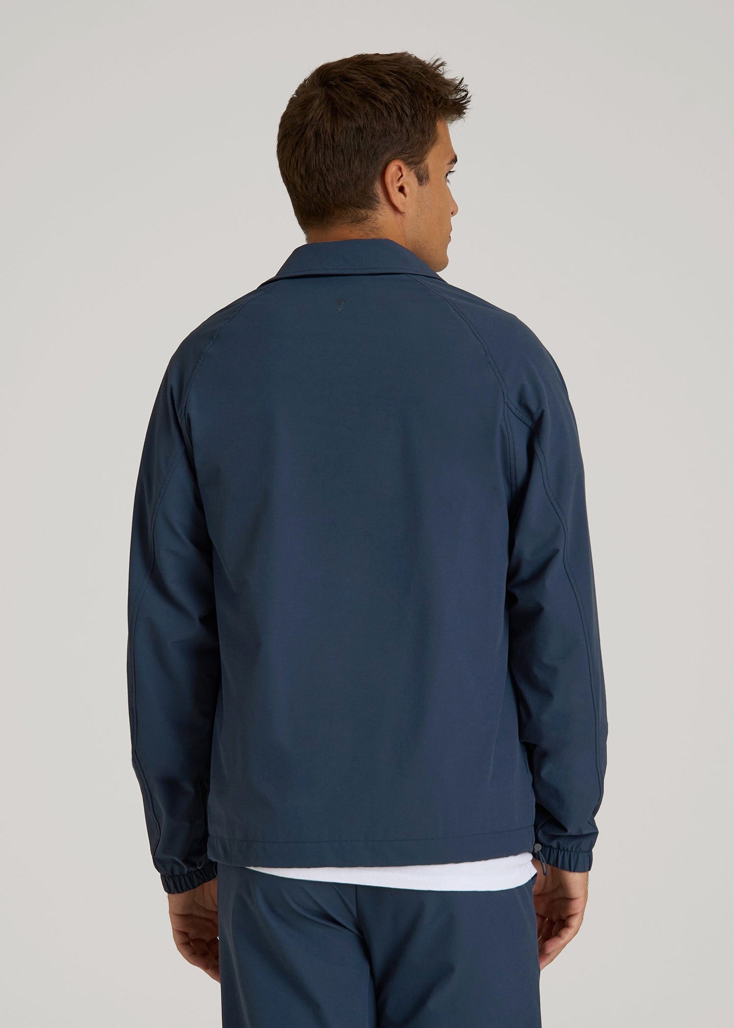 American Tall Men Flex Nylon Collared Jacket for Tall Men in Navy Blue