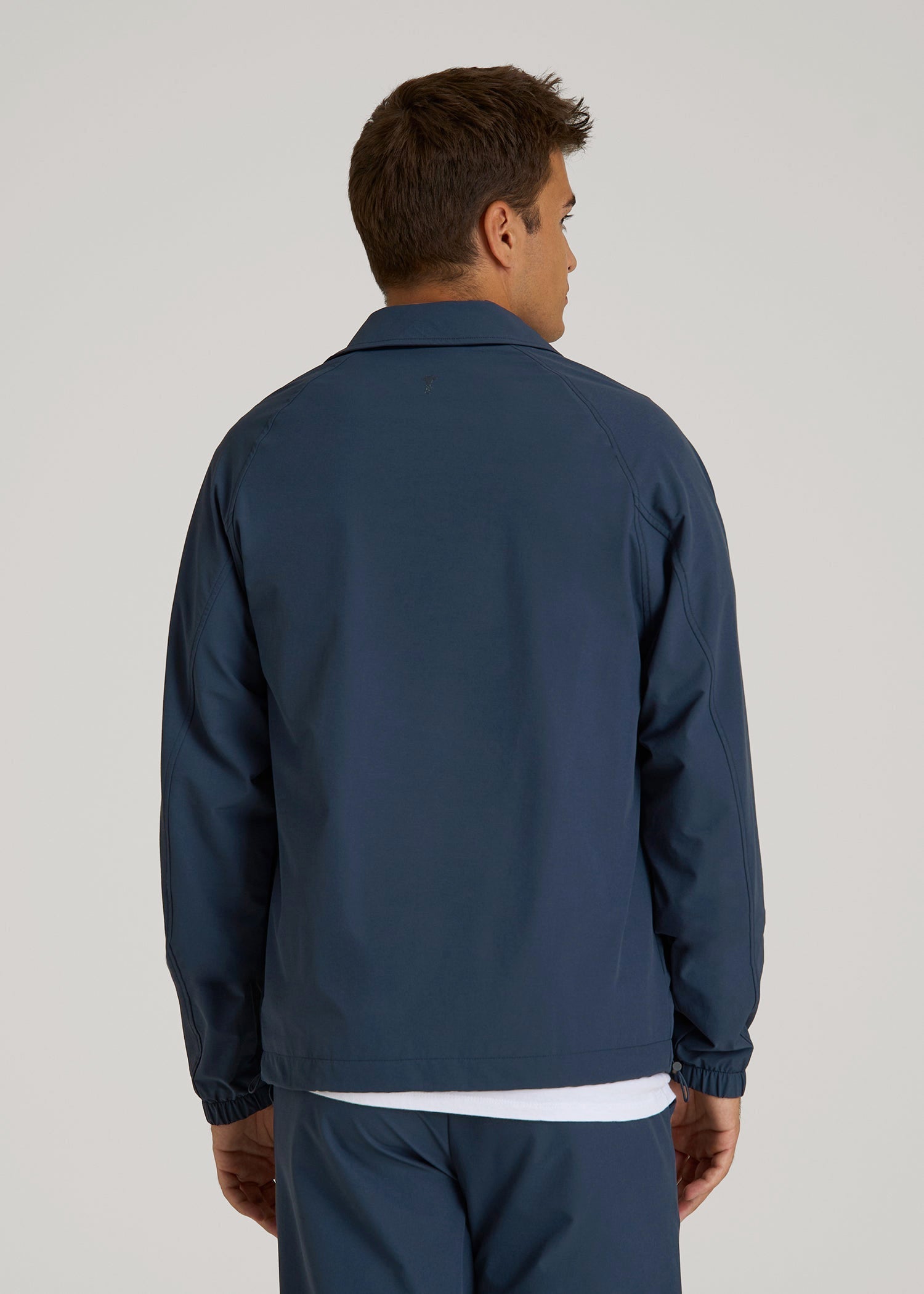 American Tall Men Flex Nylon Collared Jacket for Tall Men in Navy Blue