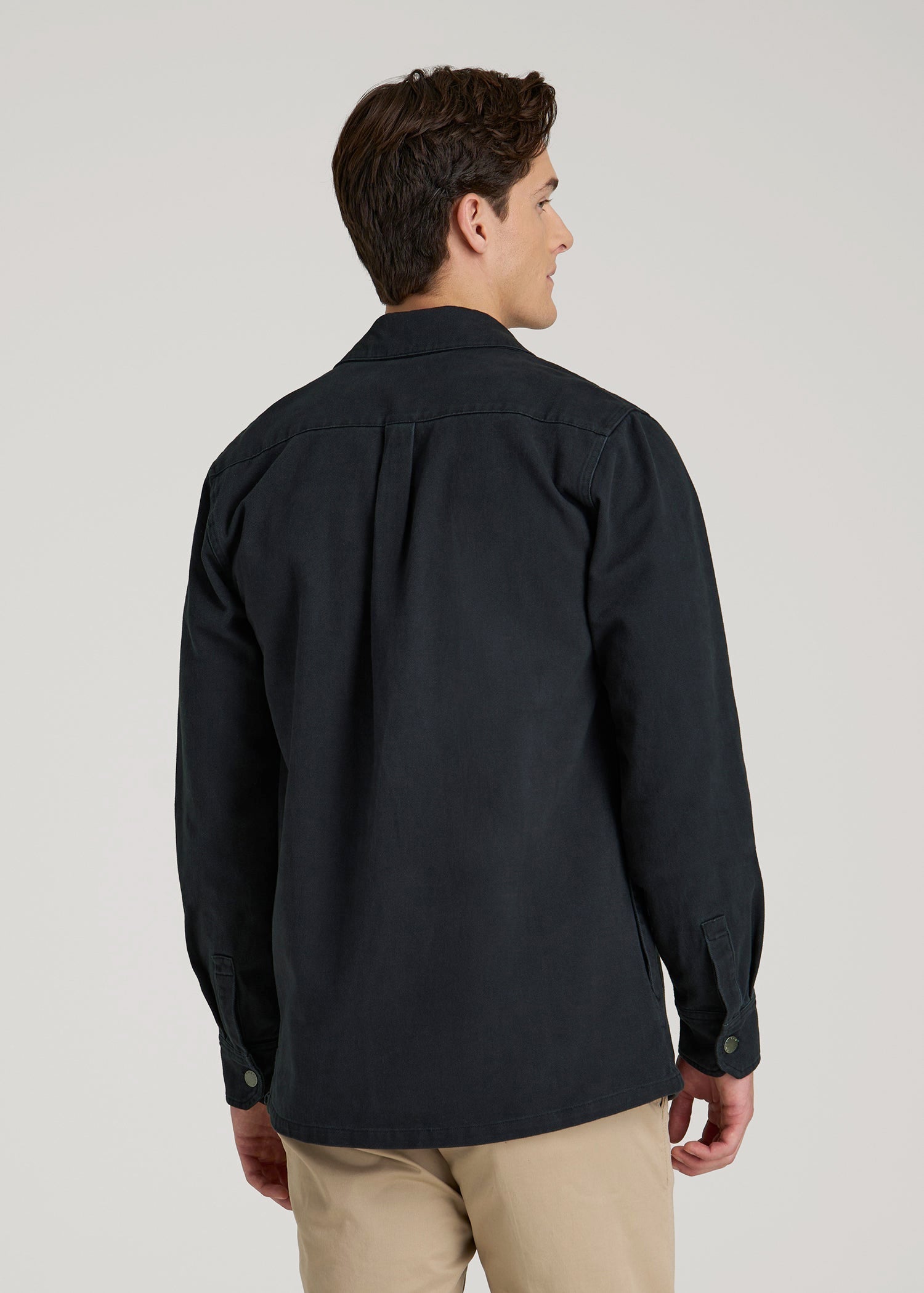 American Tall Men Casual Twill Shirt Jacket for Tall Men in Evening Blue