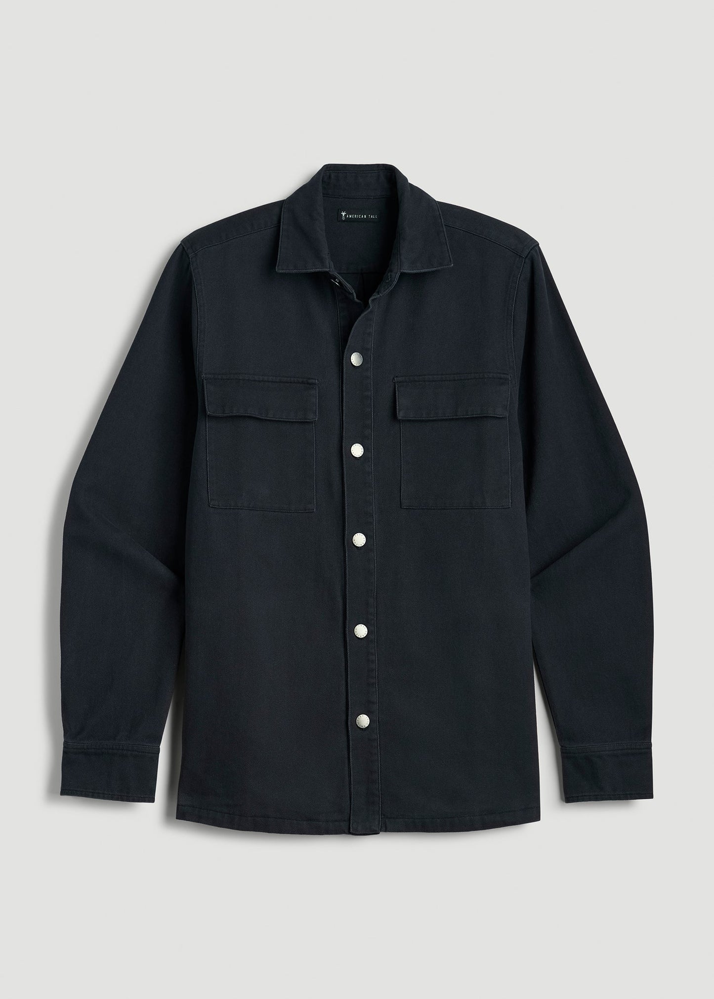 American Tall Men Casual Twill Shirt Jacket for Tall Men in Evening Blue