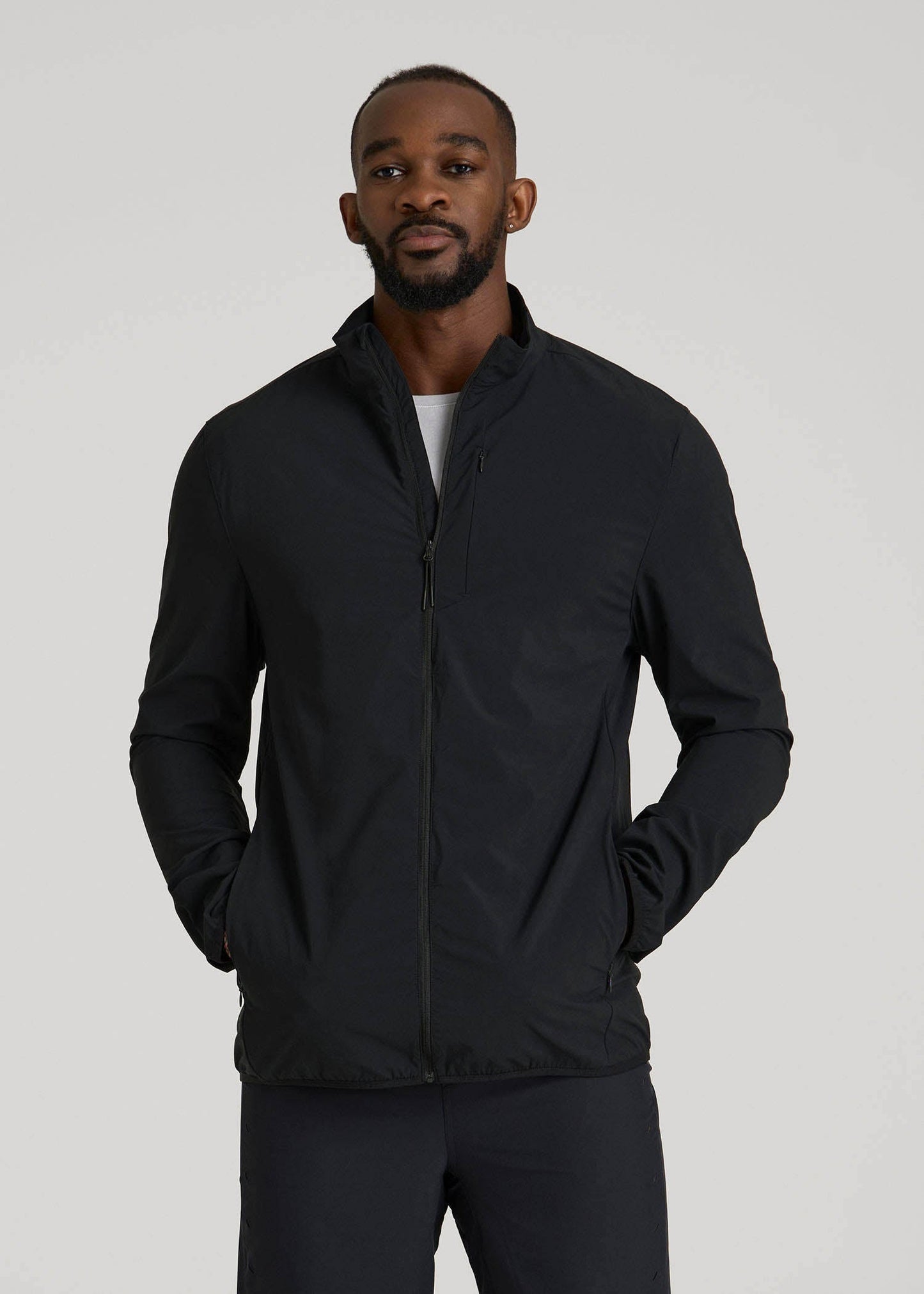 American Tall Men Softshell Jacket for Outdoor Training for Tall Men in Black