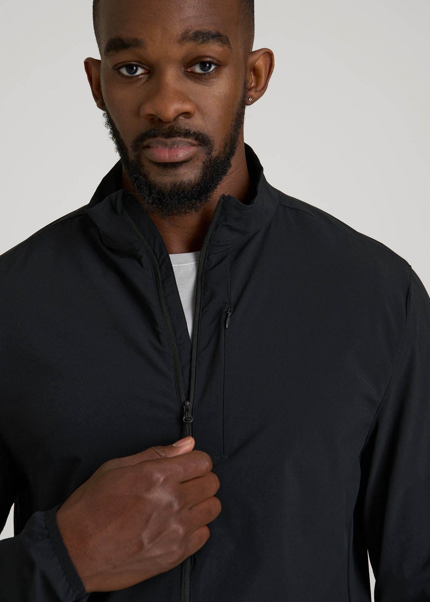 American Tall Men Softshell Jacket for Outdoor Training for Tall Men in Black