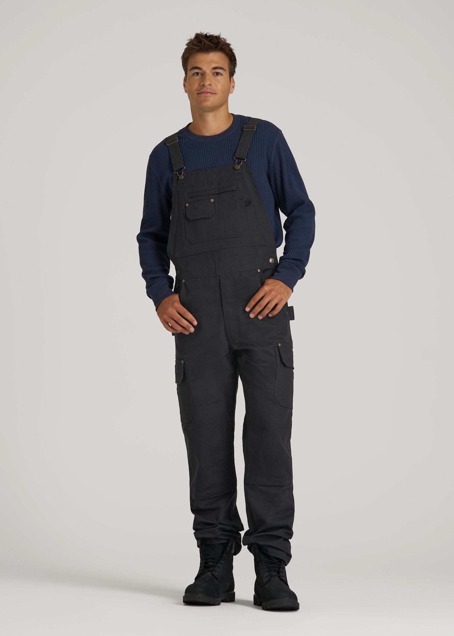 American Tall Men LJ&S Canvas Bib Overalls for Tall Men in Black