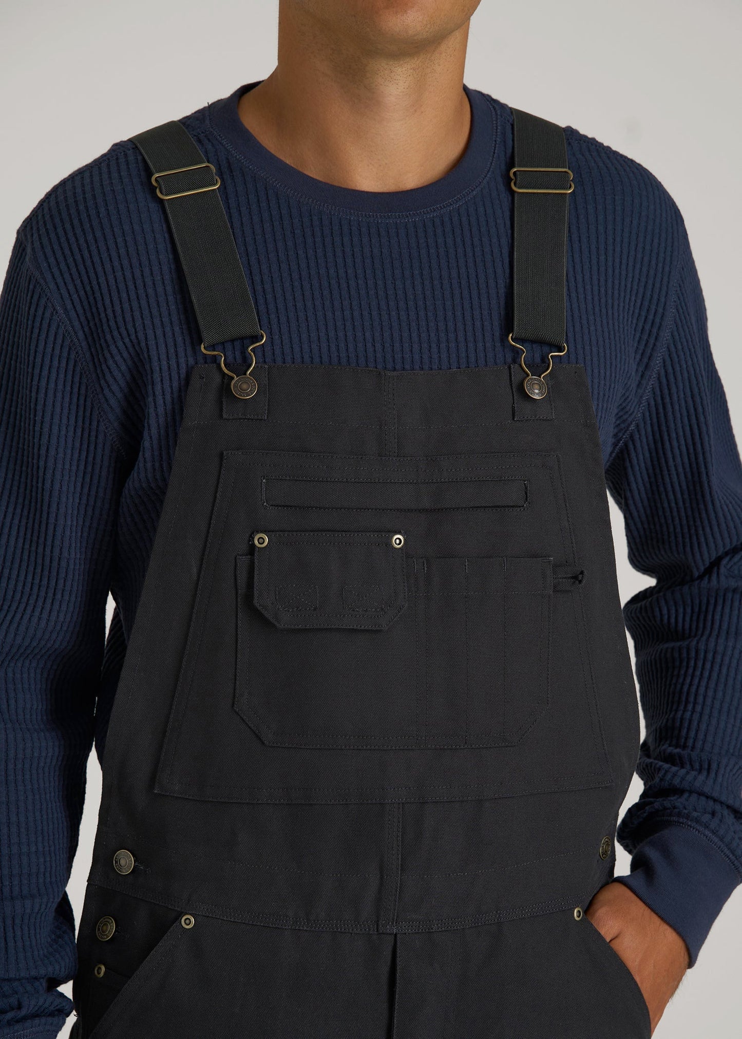 American Tall Men LJ&S Canvas Bib Overalls for Tall Men in Black