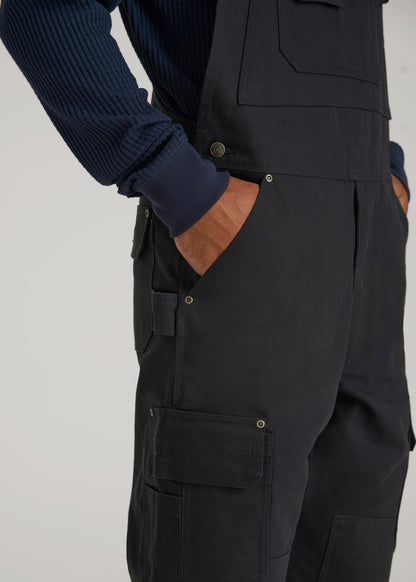 American Tall Men LJ&S Canvas Bib Overalls for Tall Men in Black