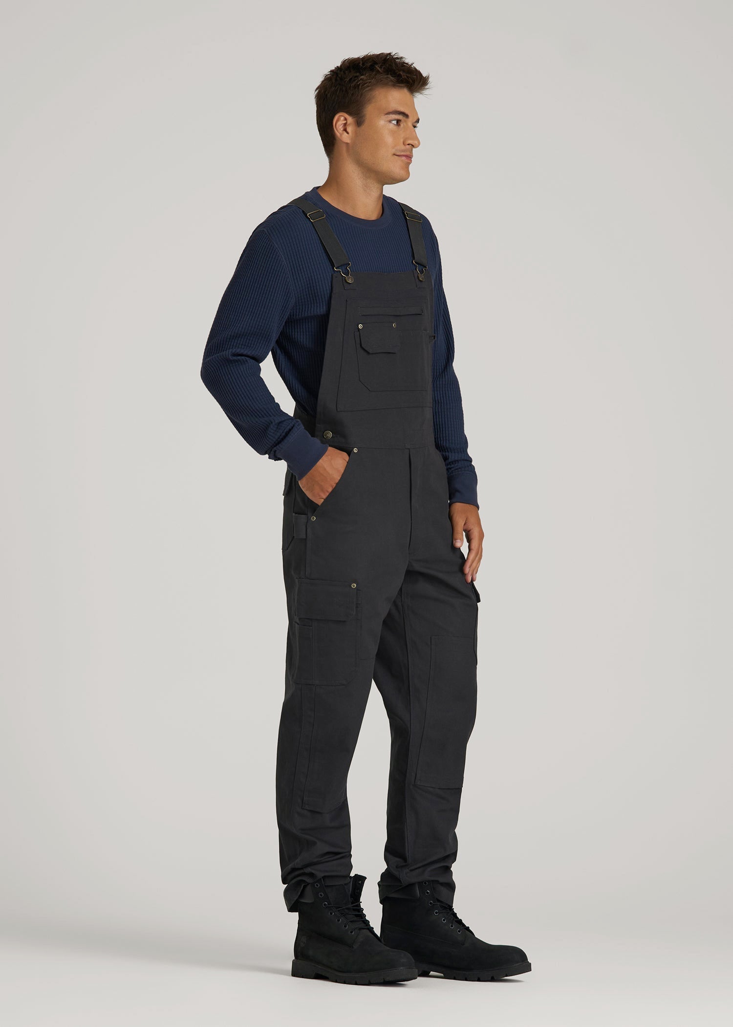 American Tall Men LJ&S Canvas Bib Overalls for Tall Men in Black
