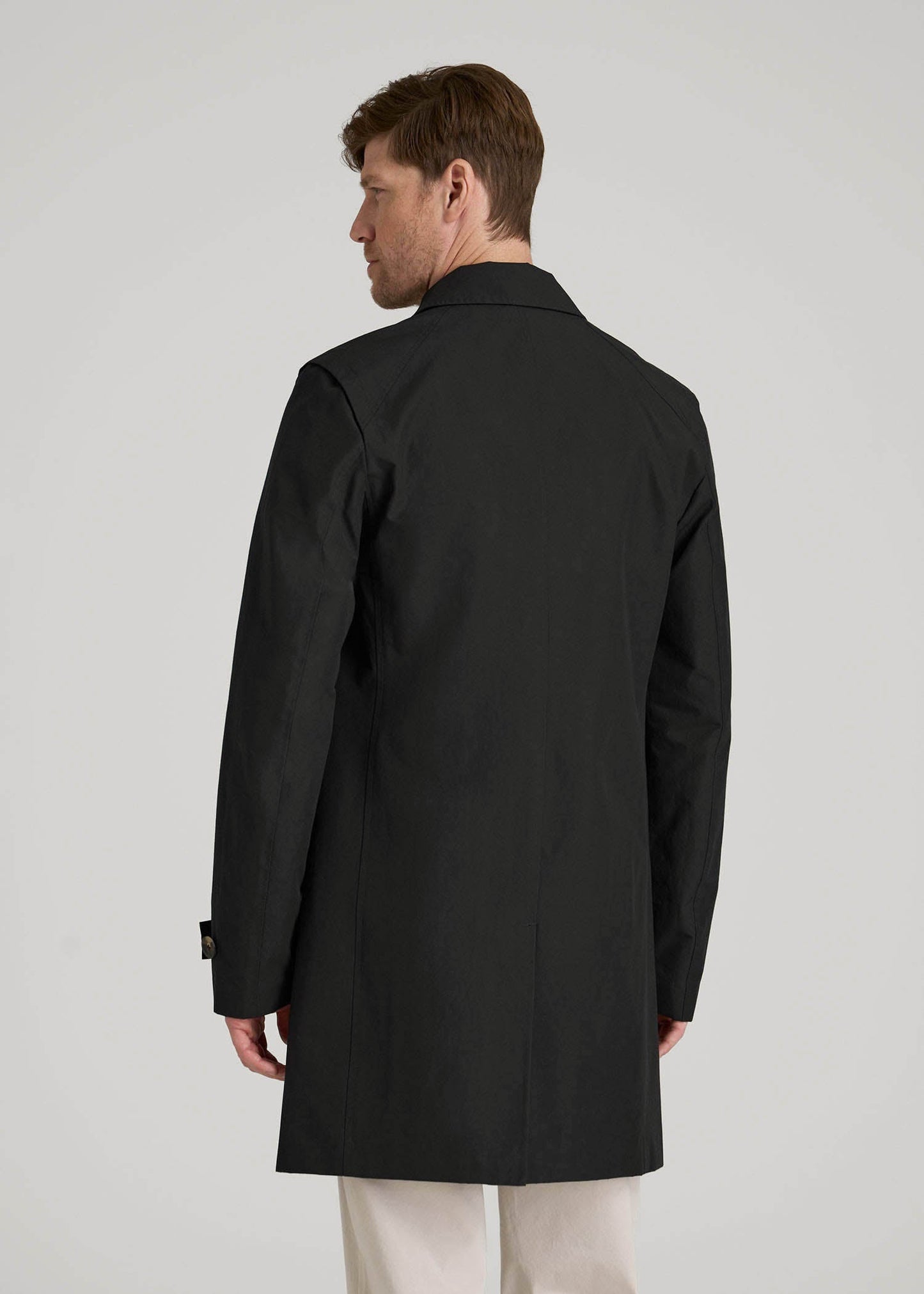 American Tall Men Minimalist Trench Coat for Tall Men in Black