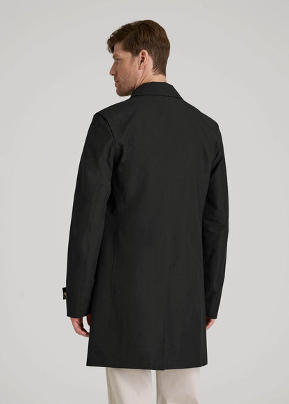 American Tall Men Minimalist Trench Coat for Tall Men in Black