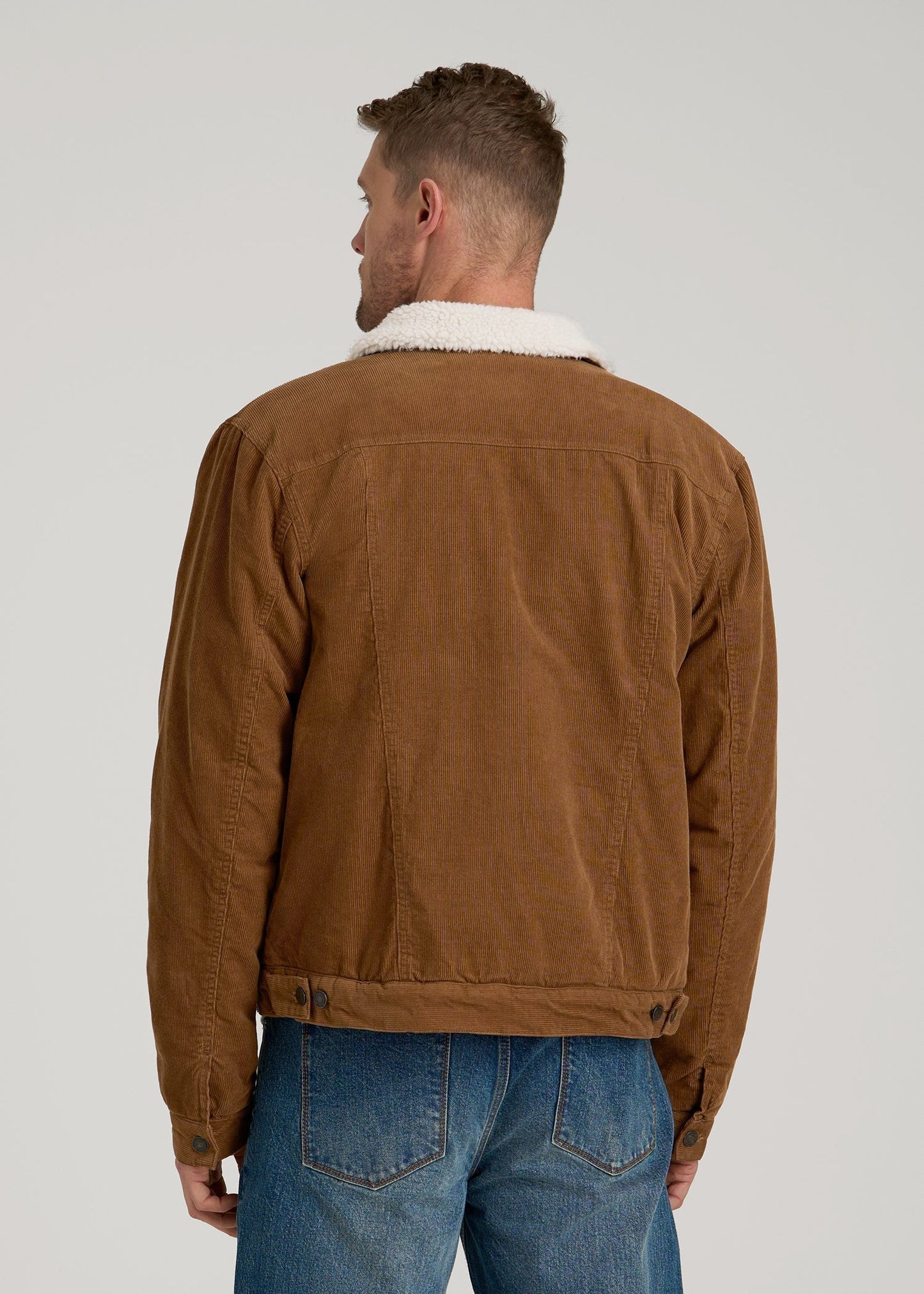 American Tall Men LJ&S Sherpa Corduroy Trucker Jacket for Tall Men in Tan Brown