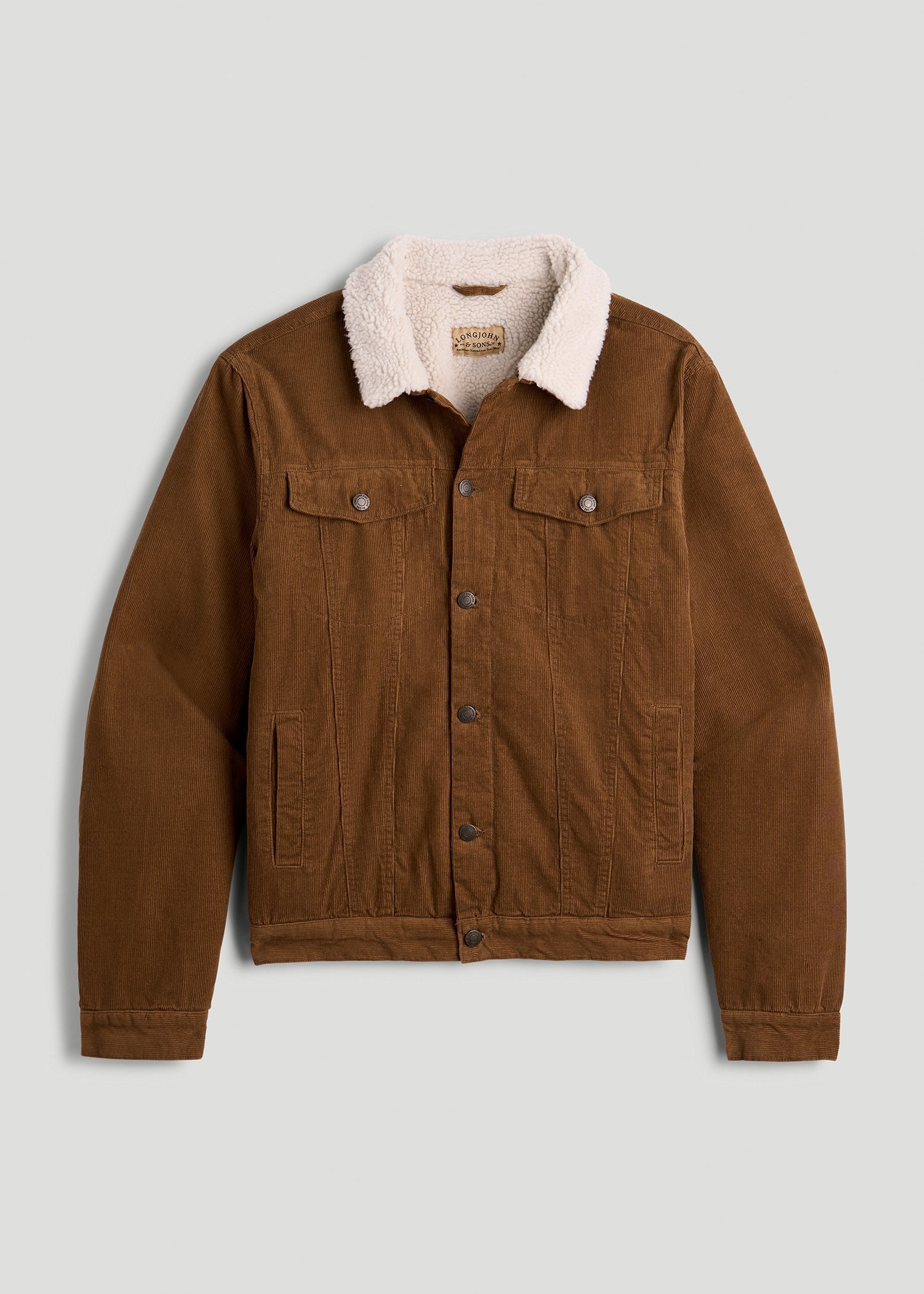 American Tall Men LJ&S Sherpa Corduroy Trucker Jacket for Tall Men in Tan Brown