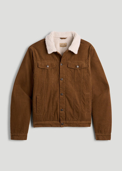 American Tall Men LJ&S Sherpa Corduroy Trucker Jacket for Tall Men in Tan Brown