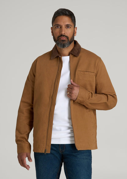 American Tall Men LJ&S Twill Shop Jacket for Tall Men in Dusty Brown