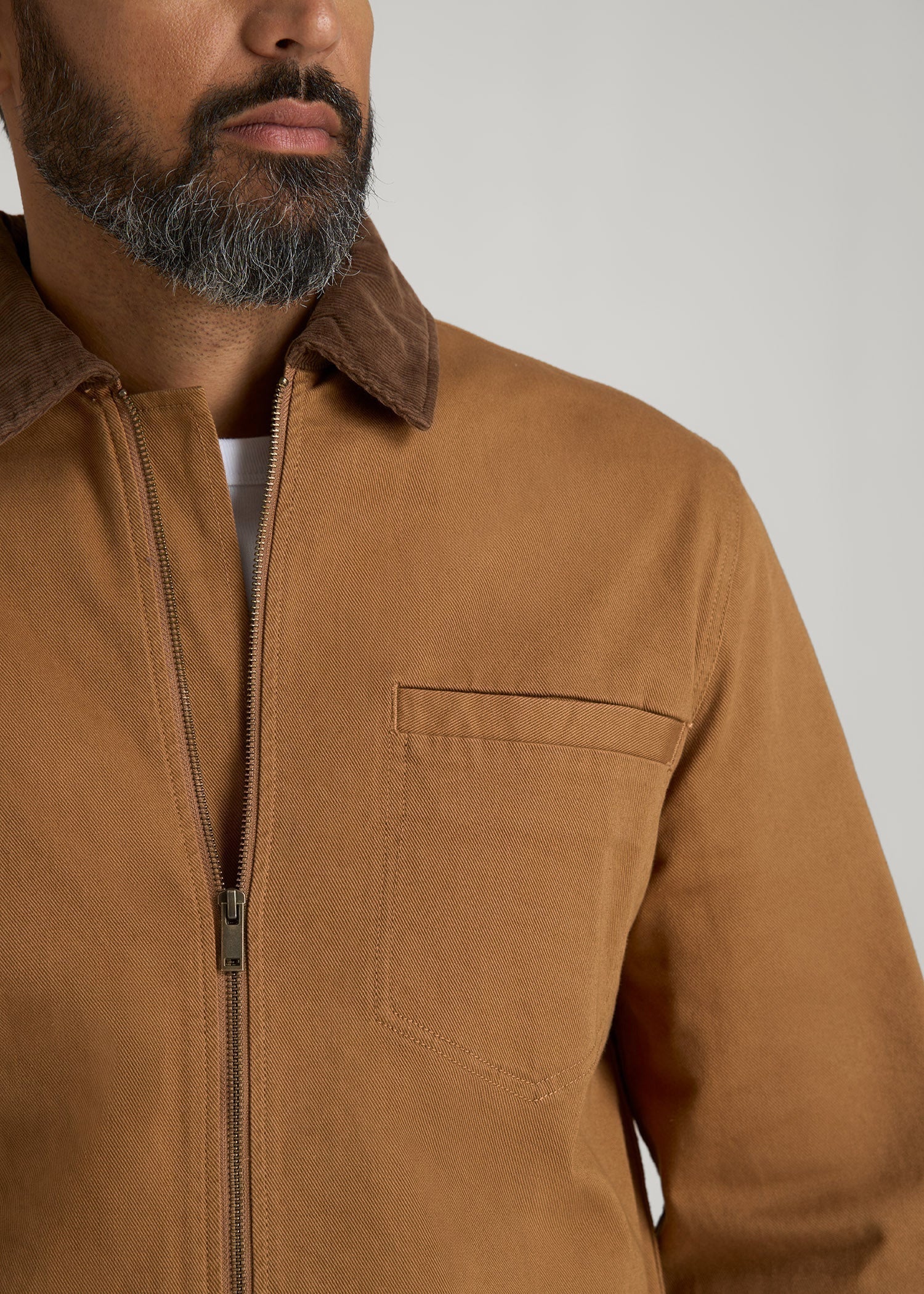 American Tall Men LJ&S Twill Shop Jacket for Tall Men in Dusty Brown