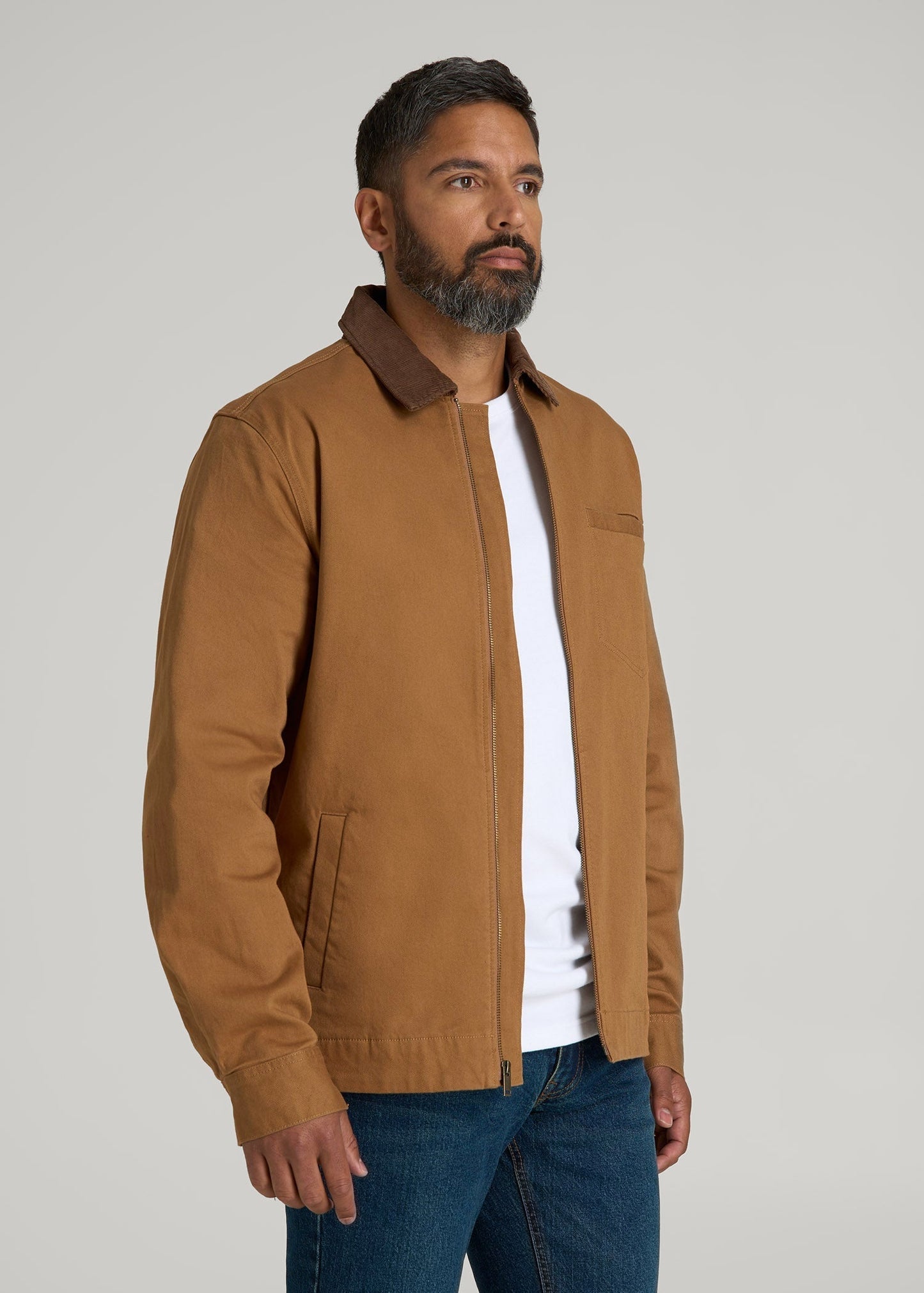 American Tall Men LJ&S Twill Shop Jacket for Tall Men in Dusty Brown