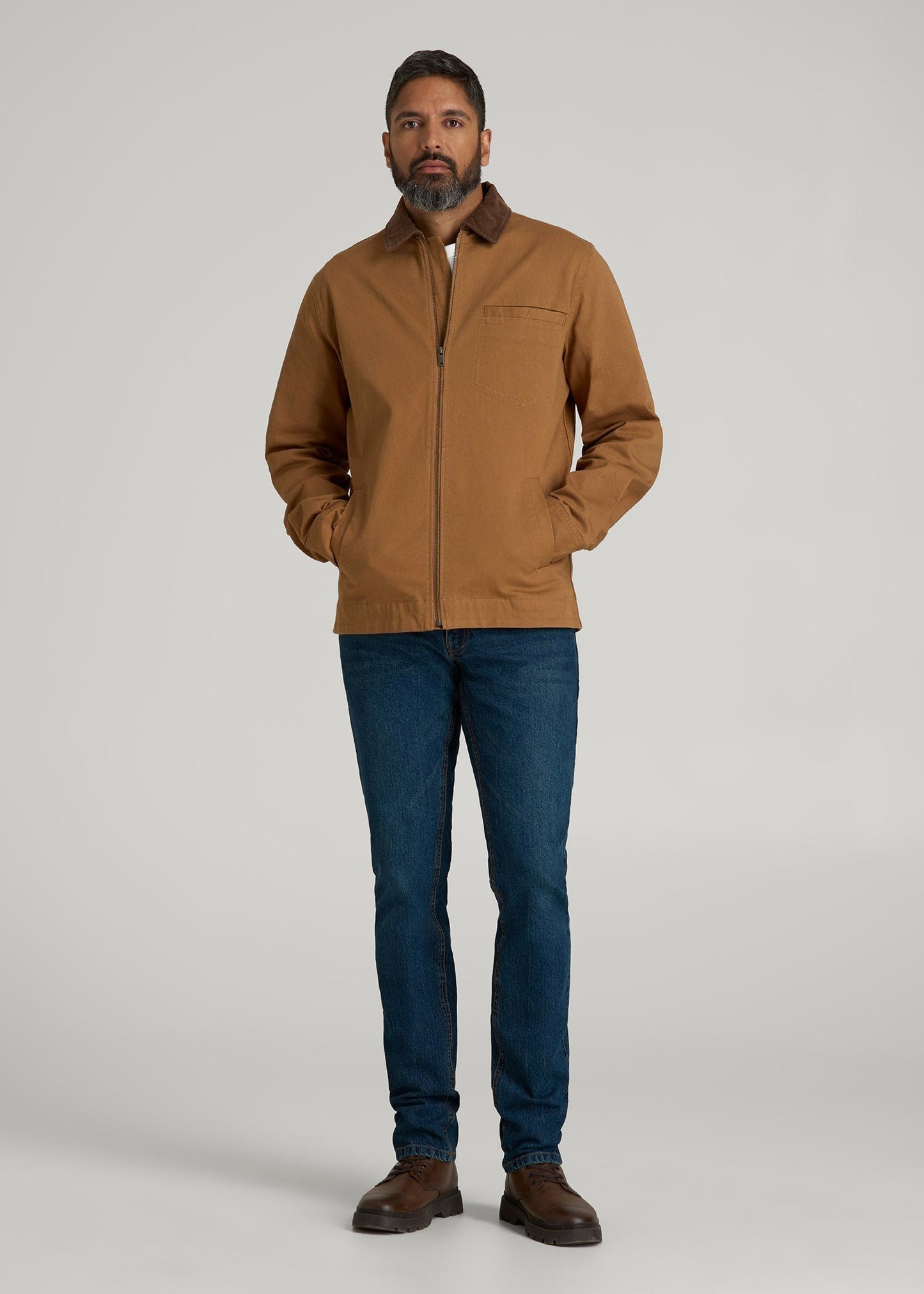 American Tall Men LJ&S Twill Shop Jacket for Tall Men in Dusty Brown