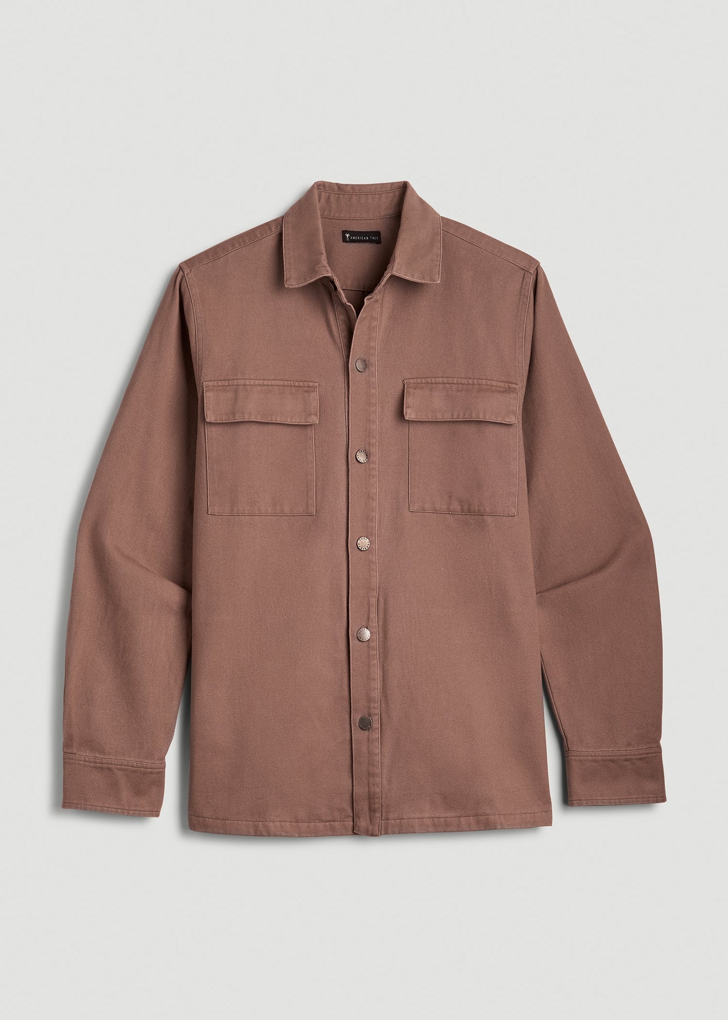 American Tall Men Casual Twill Shirt Jacket for Tall Men in Nutmeg