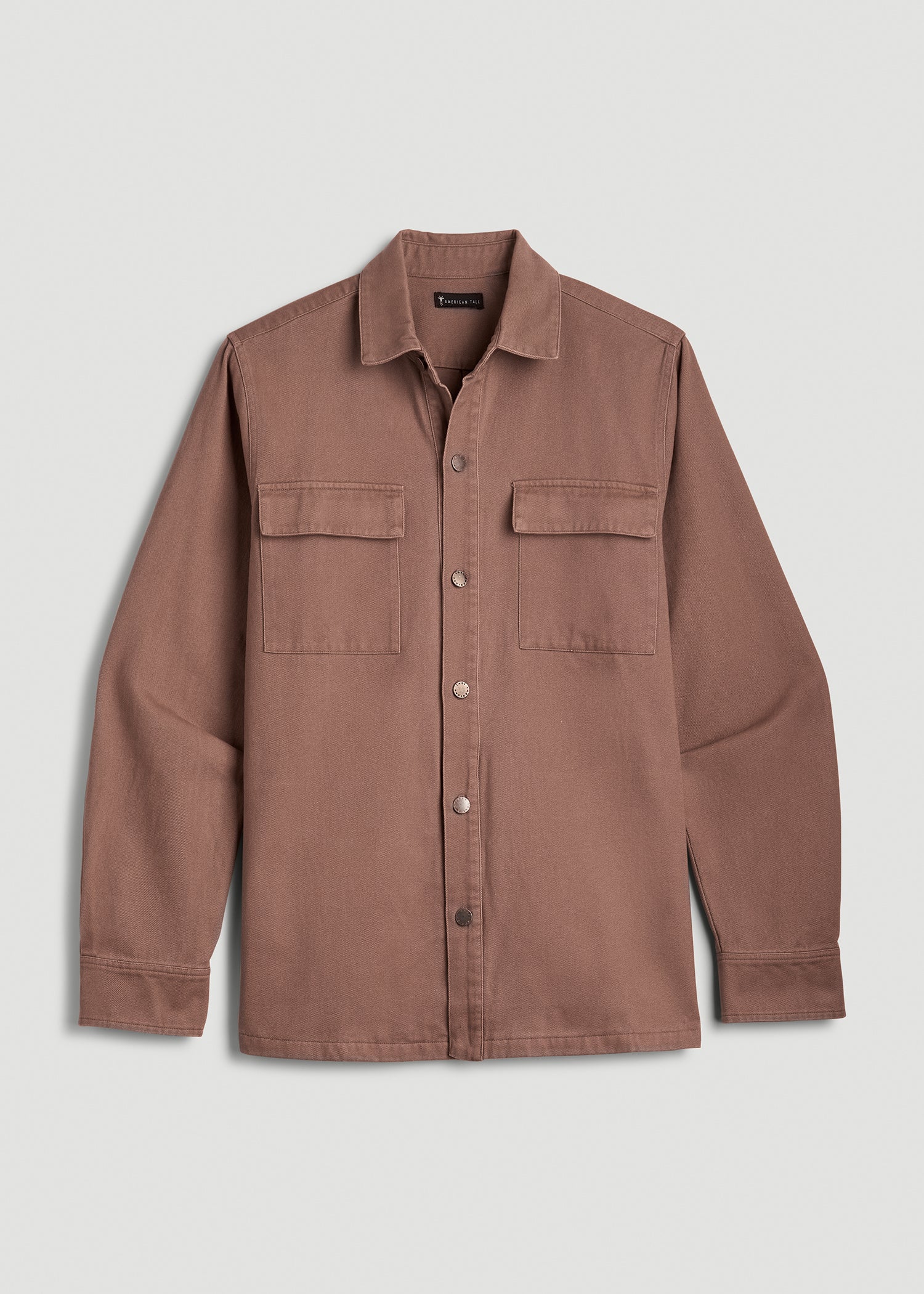 American Tall Men Casual Twill Shirt Jacket for Tall Men in Nutmeg