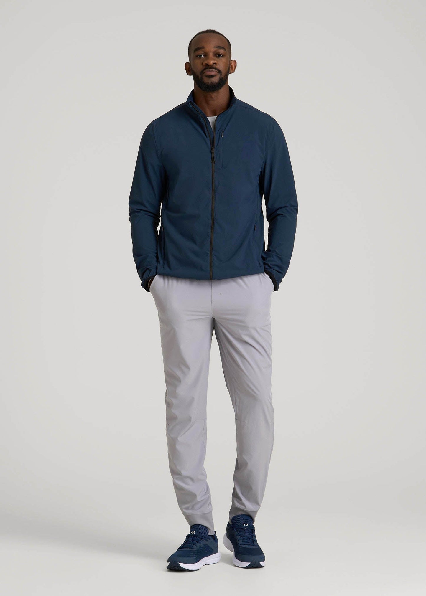 American Tall Men Softshell Jacket for Outdoor Training for Tall Men in Marine Navy