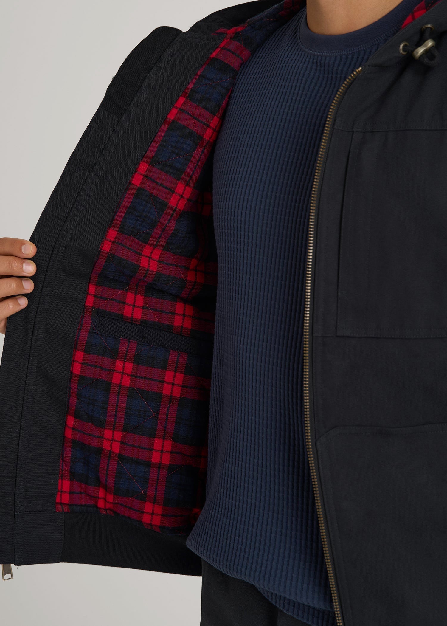 American Tall Men LJ&S Flannel-Lined Canvas Work Jacket for Tall Men in Black