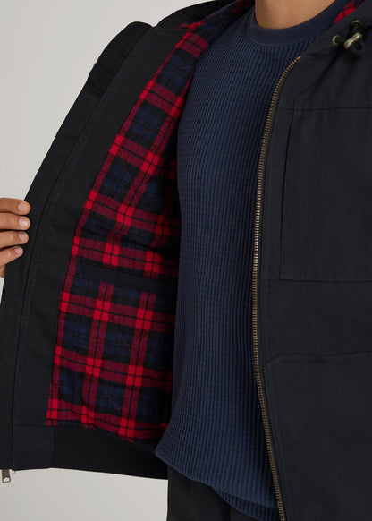 American Tall Men LJ&S Flannel-Lined Canvas Work Jacket for Tall Men in Black