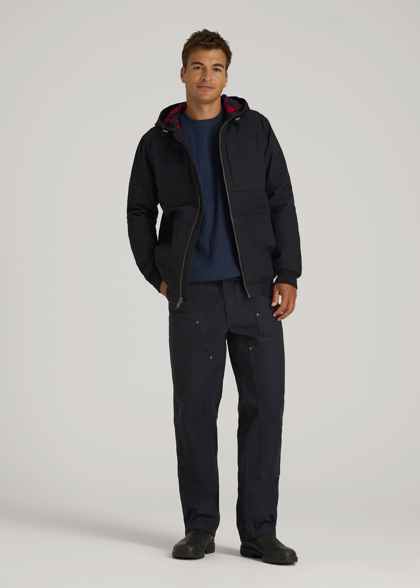 American Tall Men LJ&S Flannel-Lined Canvas Work Jacket for Tall Men in Black