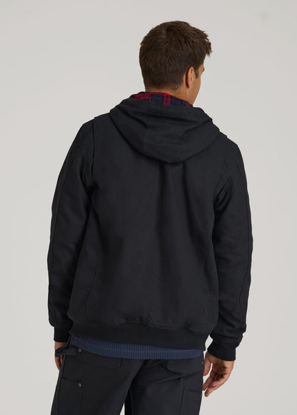 American Tall Men LJ&S Flannel-Lined Canvas Work Jacket for Tall Men in Black
