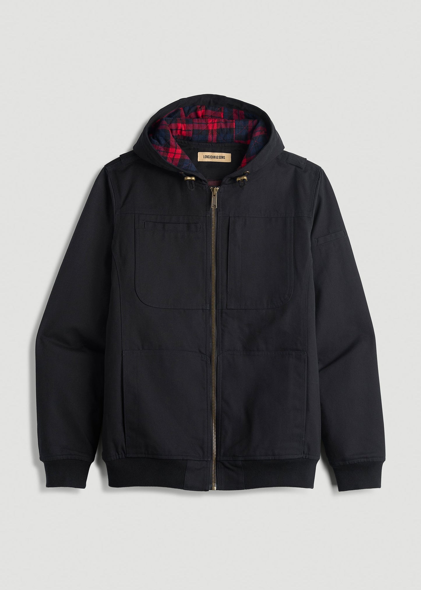 American Tall Men LJ&S Flannel-Lined Canvas Work Jacket for Tall Men in Black