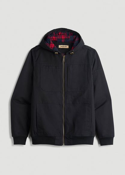 American Tall Men LJ&S Flannel-Lined Canvas Work Jacket for Tall Men in Black