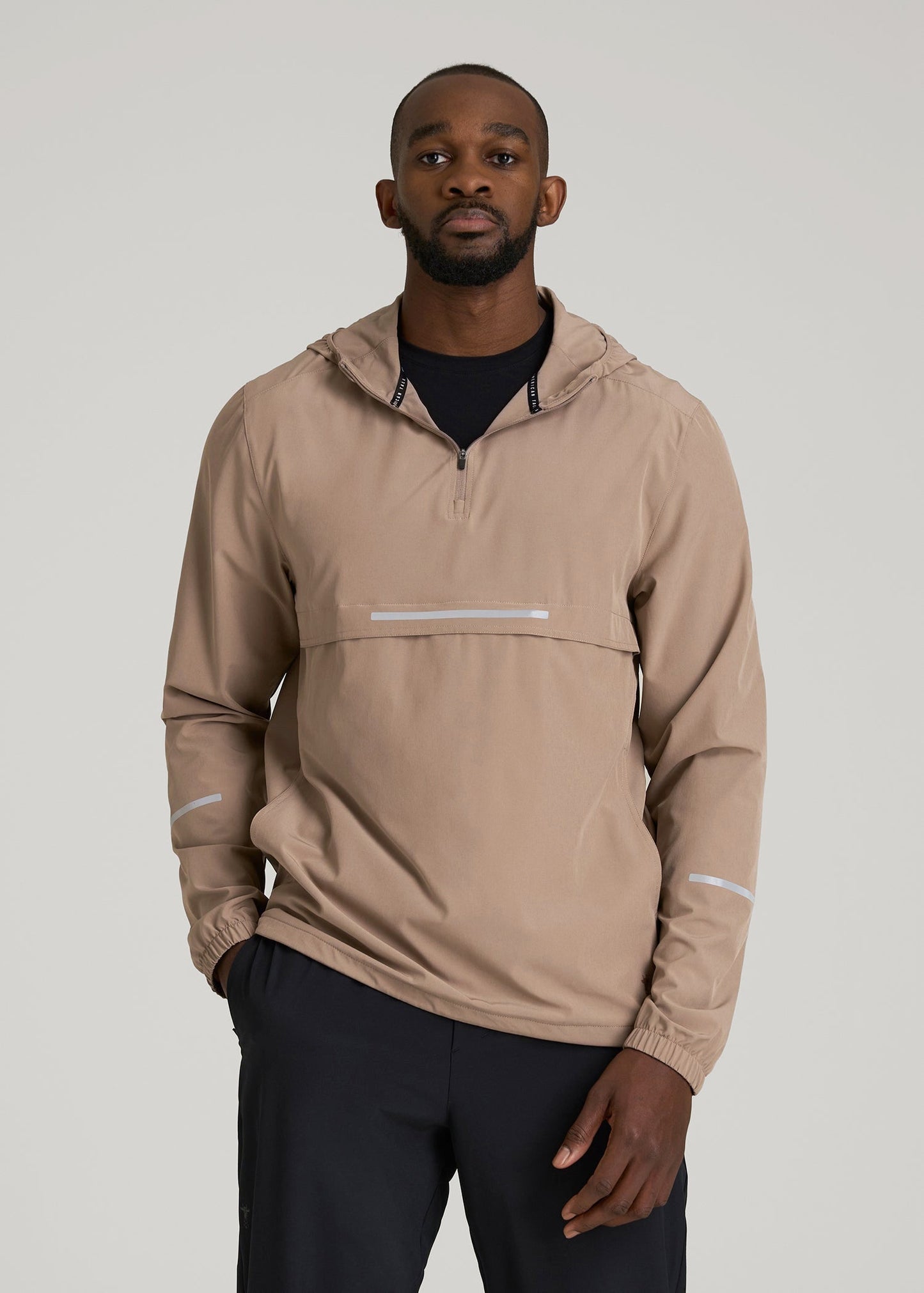 American Tall Men Featherweight Packable Anorak for Tall Men in Dark Sand