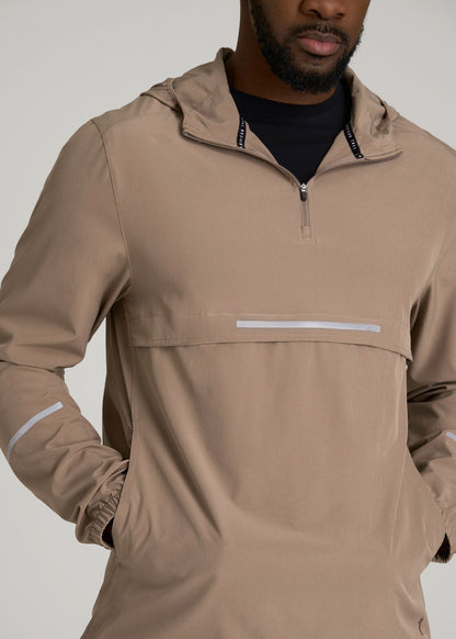 American Tall Men Featherweight Packable Anorak for Tall Men in Dark Sand