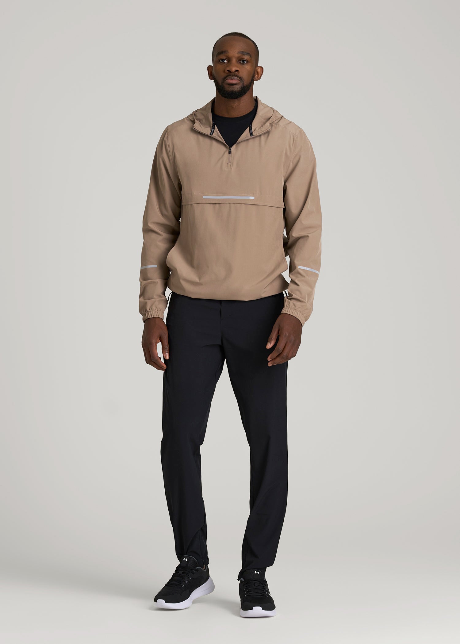 American Tall Men Featherweight Packable Anorak for Tall Men in Dark Sand