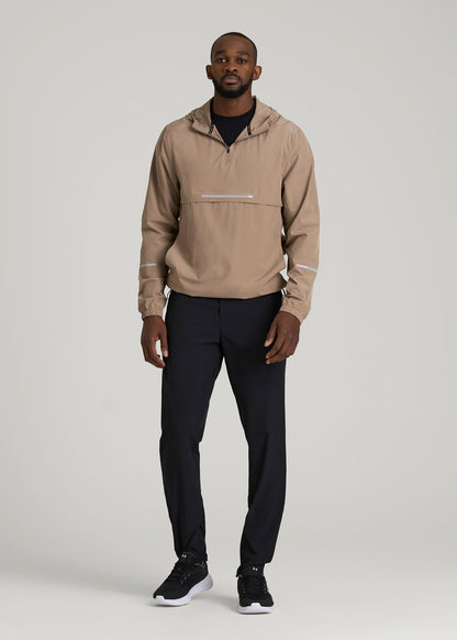 American Tall Men Featherweight Packable Anorak for Tall Men in Dark Sand