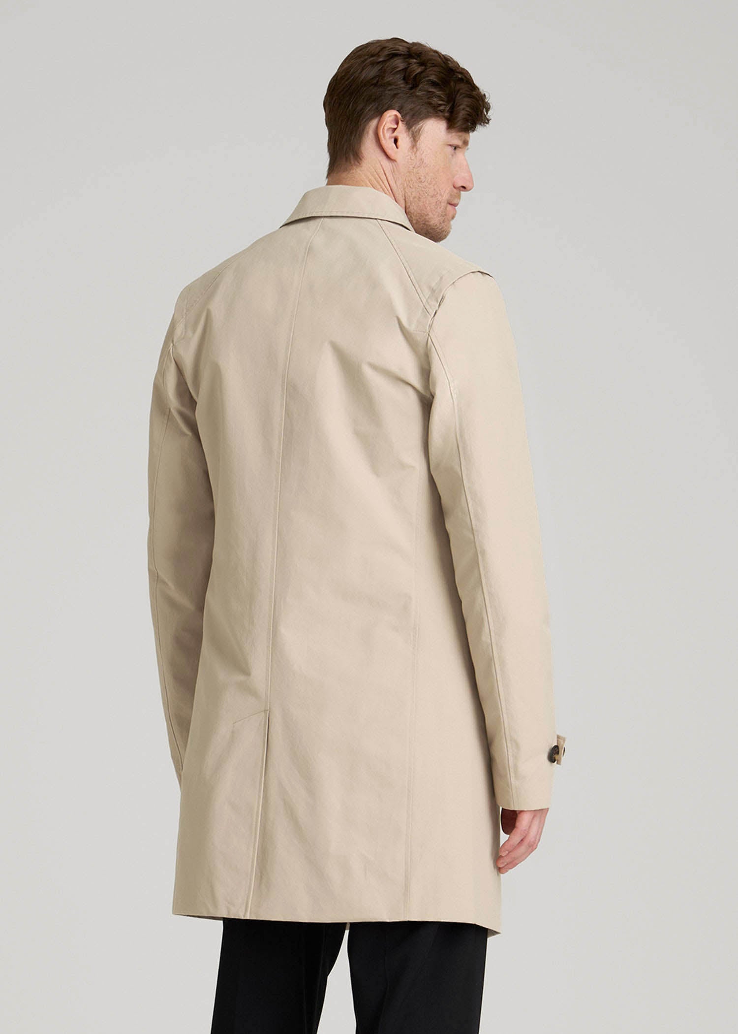 American Tall Men Minimalist Trench Coat for Tall Men in Light Khaki