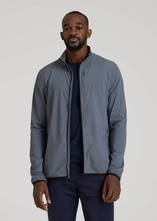 American Tall Men Softshell Jacket for Outdoor Training for Tall Men in Smoky Blue