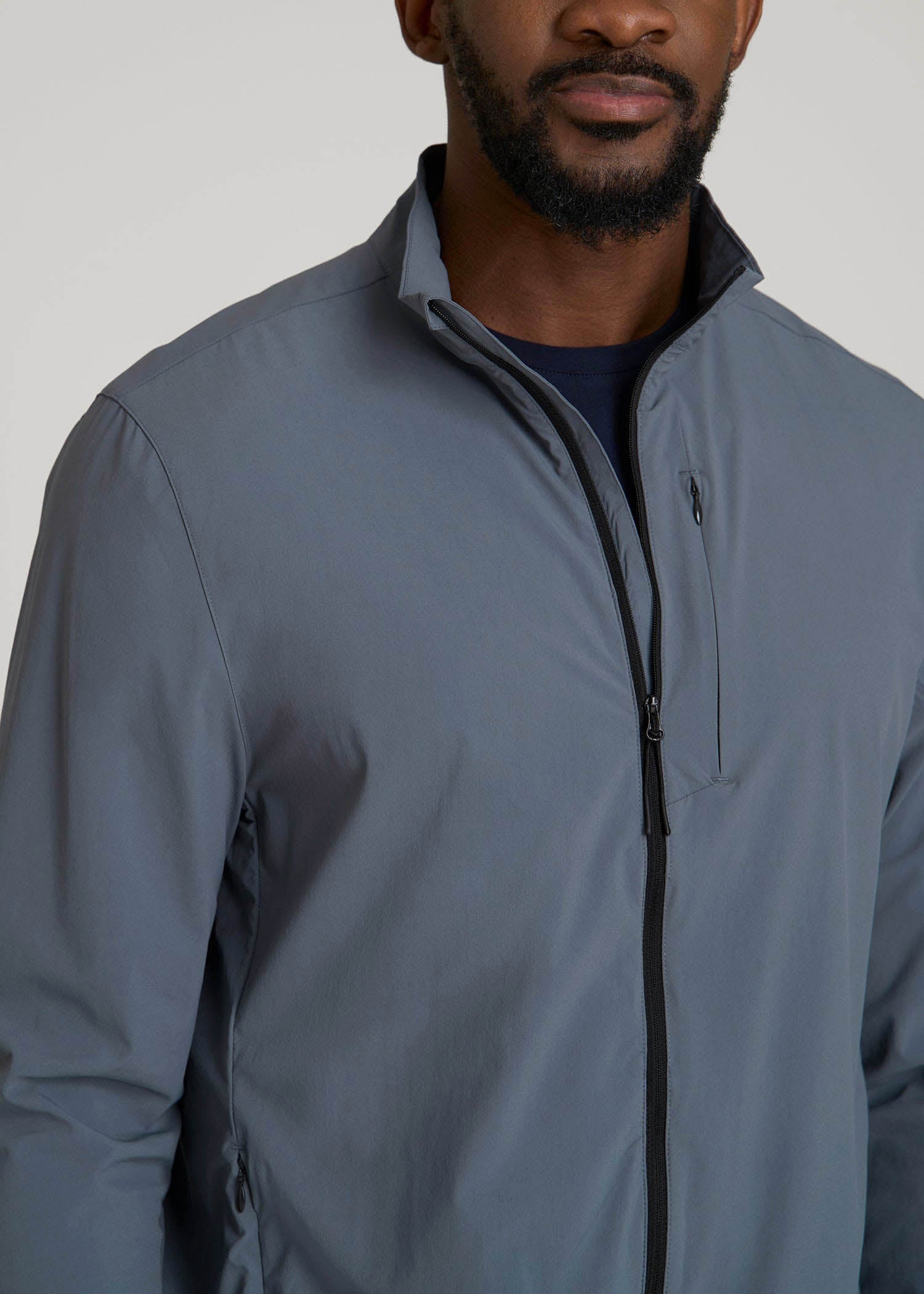 American Tall Men Softshell Jacket for Outdoor Training for Tall Men in Smoky Blue