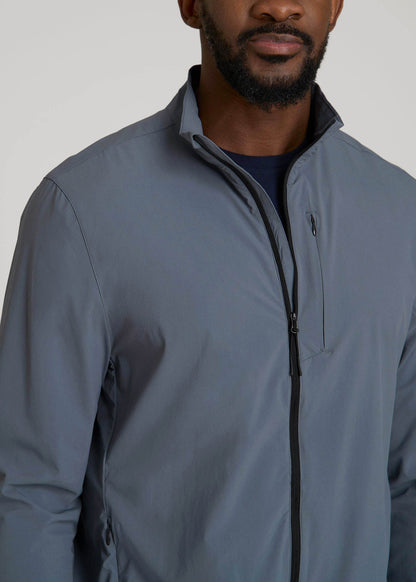 American Tall Men Softshell Jacket for Outdoor Training for Tall Men in Smoky Blue
