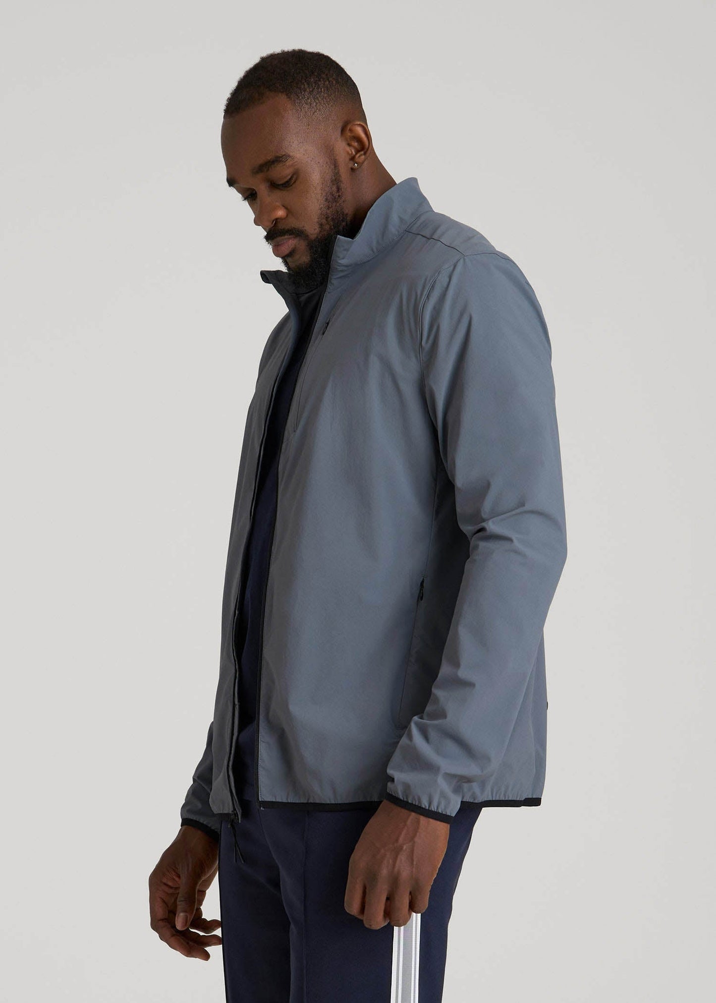 American Tall Men Softshell Jacket for Outdoor Training for Tall Men in Smoky Blue