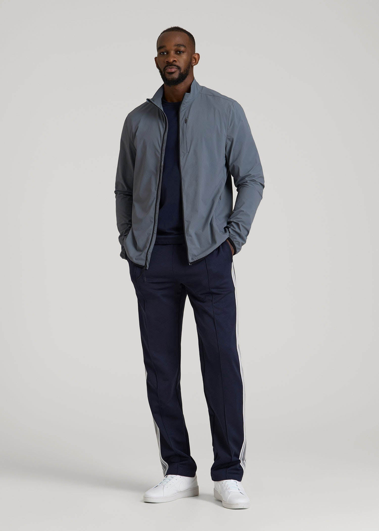 American Tall Men Softshell Jacket for Outdoor Training for Tall Men in Smoky Blue