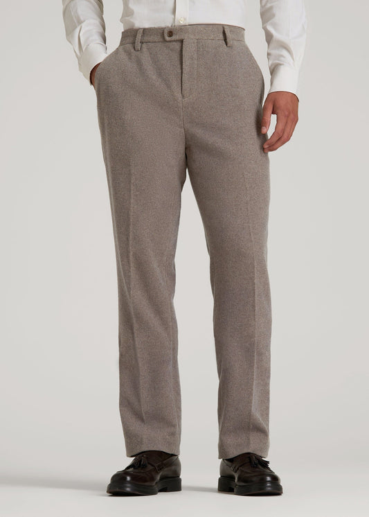 American Tall Men Wool Blend Dress Pants for Tall Men in Taupe Mix