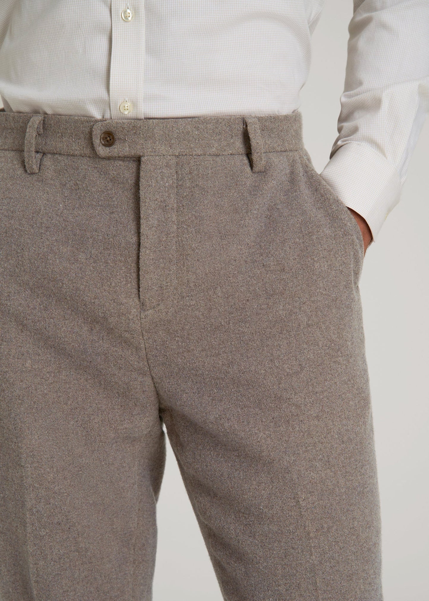 American Tall Men Wool Blend Dress Pants for Tall Men in Taupe Mix