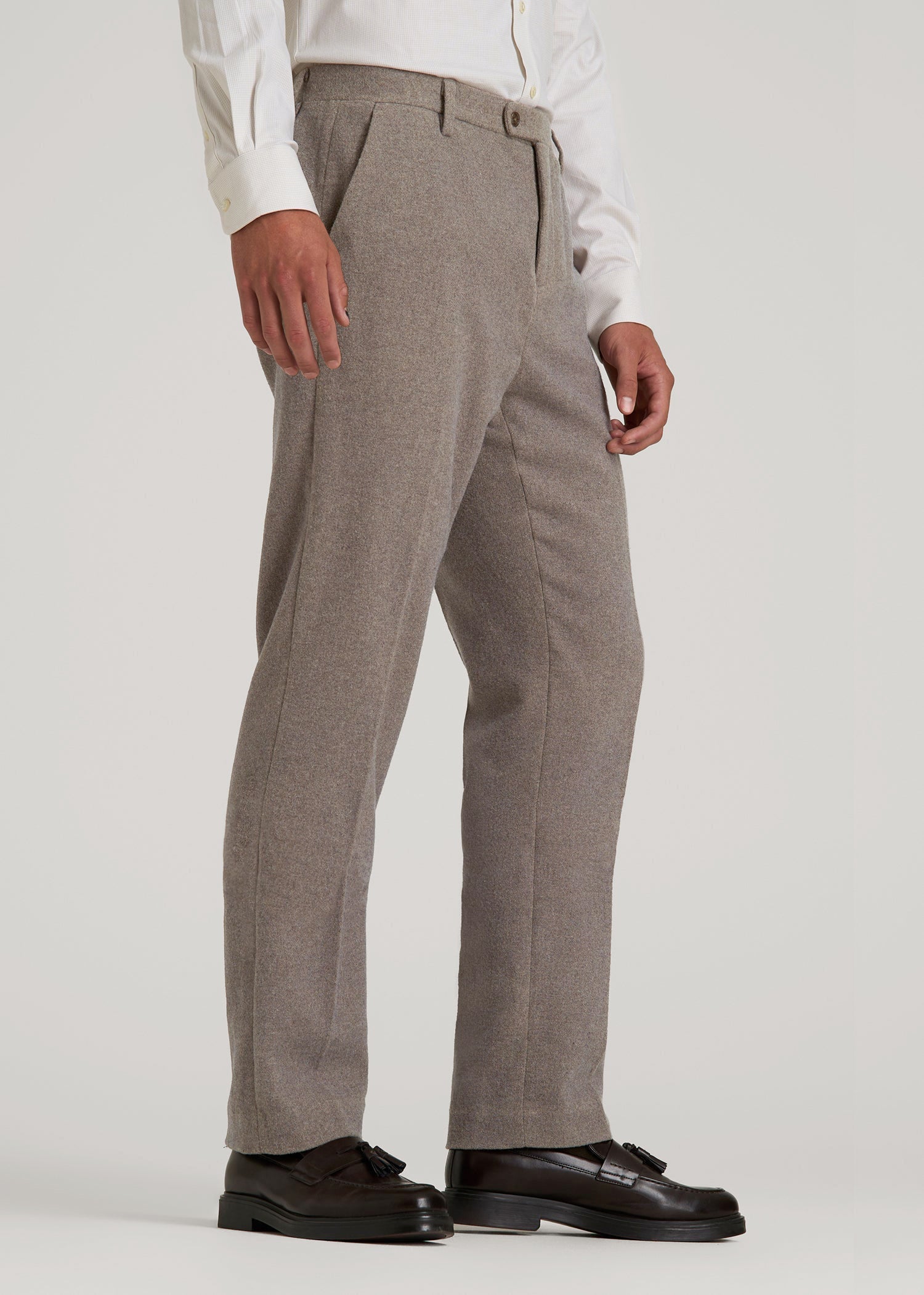 American Tall Men Wool Blend Dress Pants for Tall Men in Taupe Mix