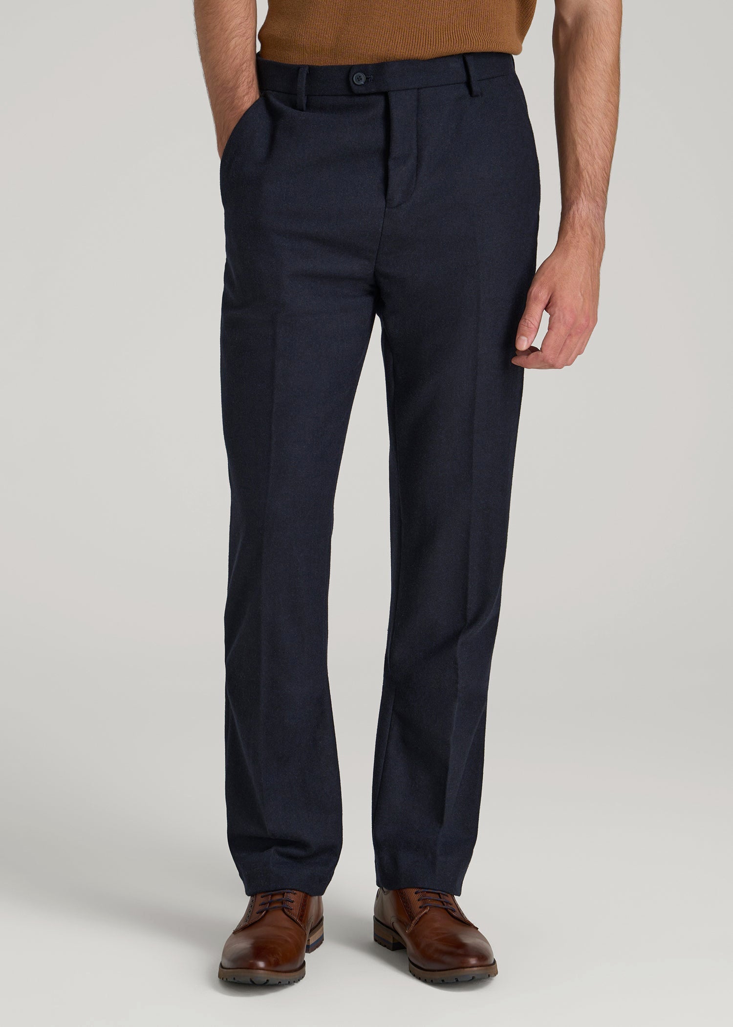 American Tall Men Wool Blend Dress Pants for Tall Men in Raven Blue