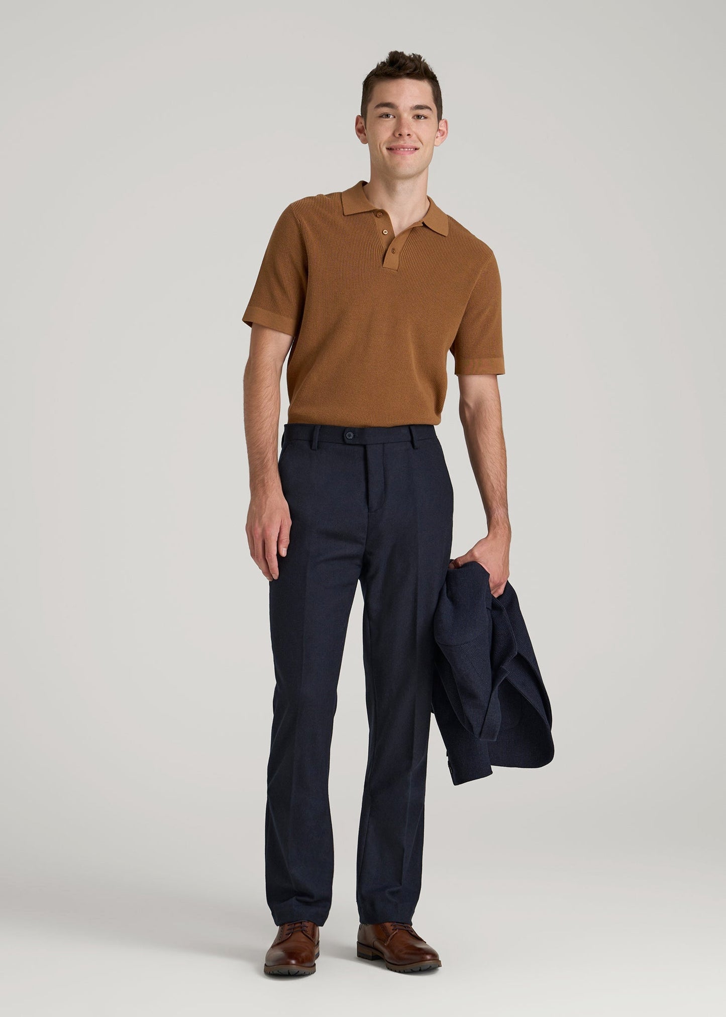 American Tall Men Wool Blend Dress Pants for Tall Men in Raven Blue