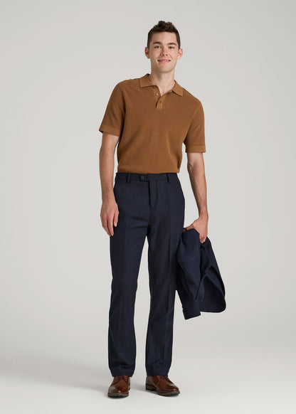 American Tall Men Wool Blend Dress Pants for Tall Men in Raven Blue