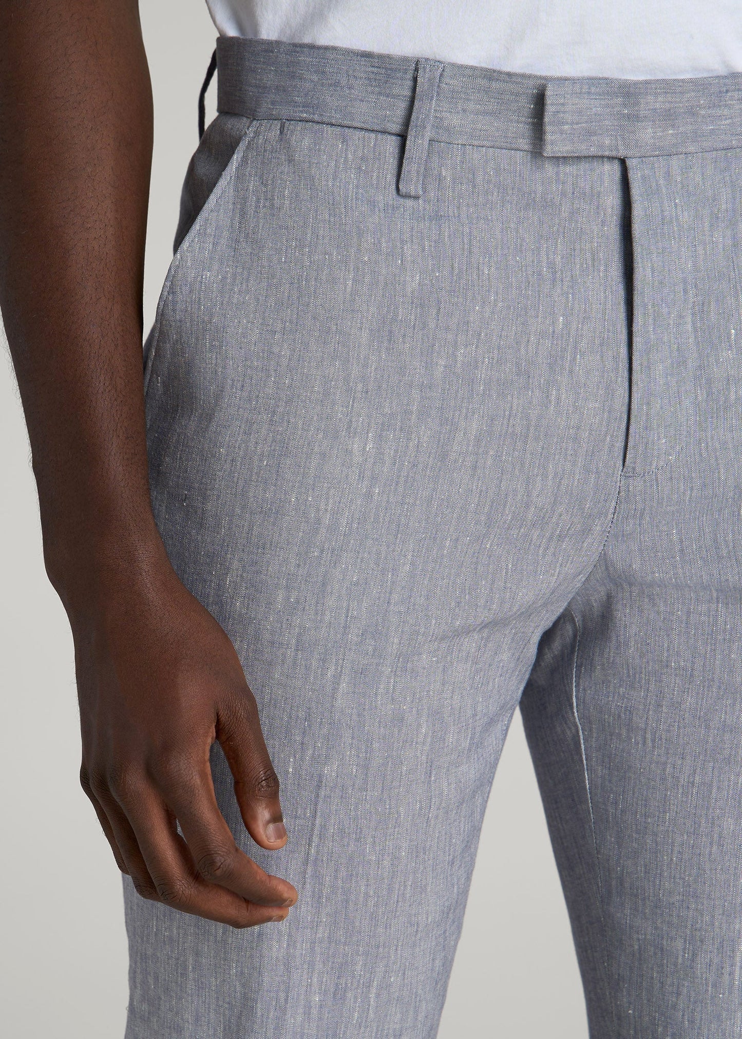American Tall Men Stretch Linen Dress Pants for Tall Men in Navy Linen