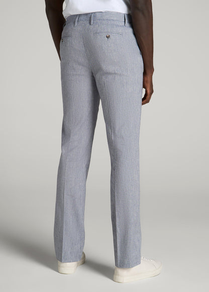 American Tall Men Stretch Linen Dress Pants for Tall Men in Navy Linen