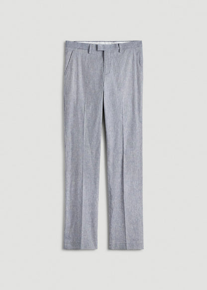 American Tall Men Stretch Linen Dress Pants for Tall Men in Navy Linen