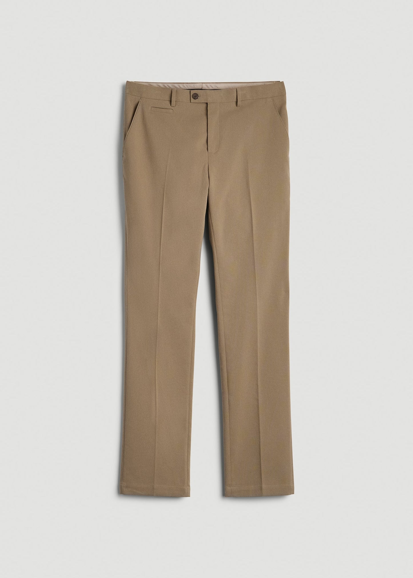 American Tall Men Textured Garment Washed Stretch Cotton Suit Pants for Tall Men in Desert Khaki