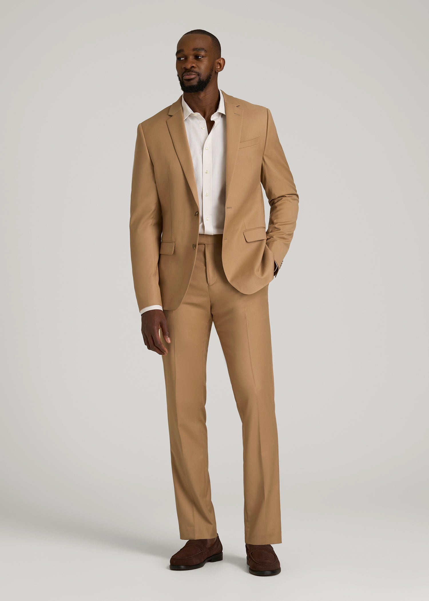 American Tall Men Suit Trousers for Tall Men in Tannin