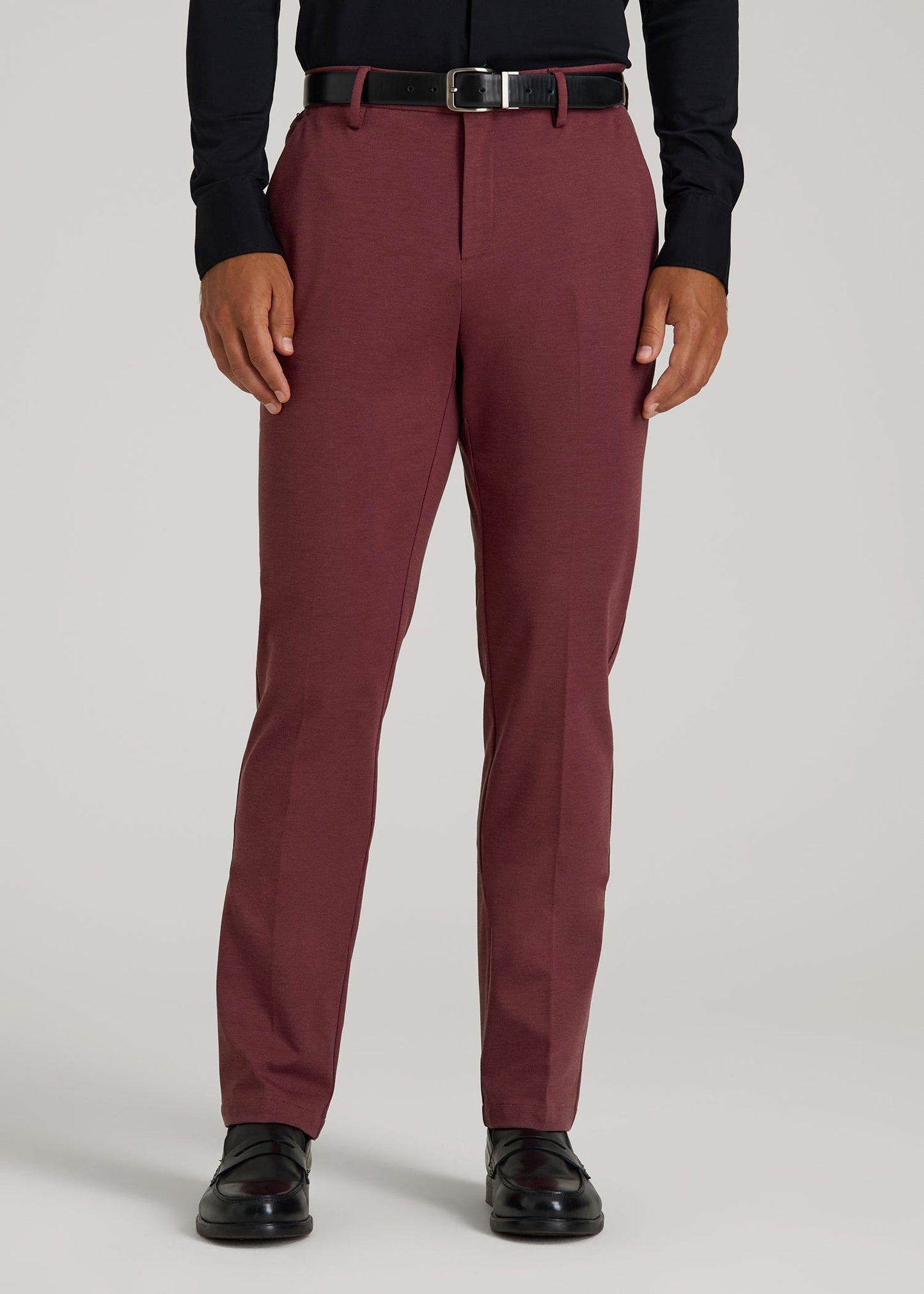 American Tall Men Flex Tech Suit Pants for Tall Men in Tawny Port Nailhead